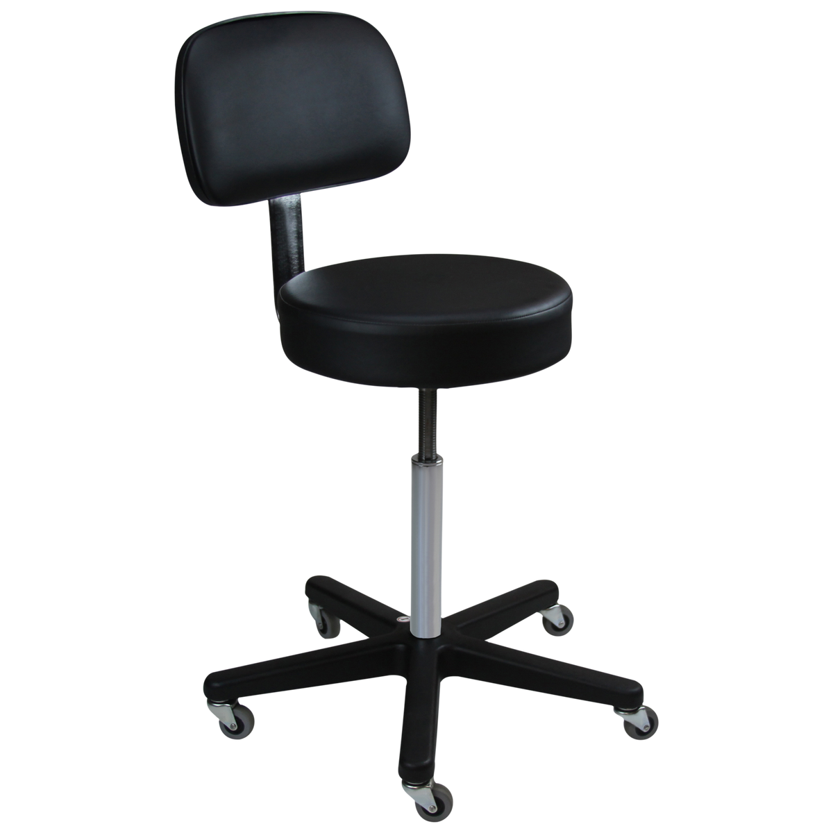 Blickman 1113WB Spindle Adjusted Exam Stool with Backrest, 5-Leg Aluminum Base | QuinceMedical.com