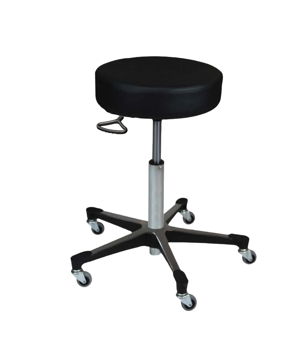 Blickman 1210WB Hand-Operated Pneumatic Exam Stool with Backrest, Aluminum Base | QuinceMedical.com