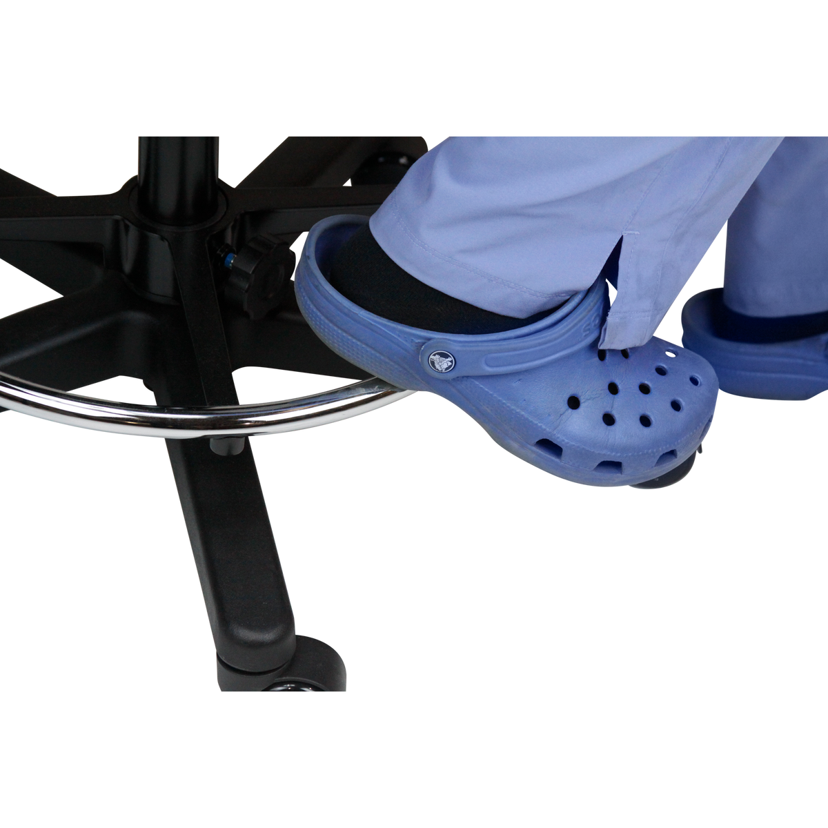 Blickman 1212 Deluxe Pneumatic Exam Stool with Backrest & Foot Ring, Aluminum Base | QuinceMedical.com