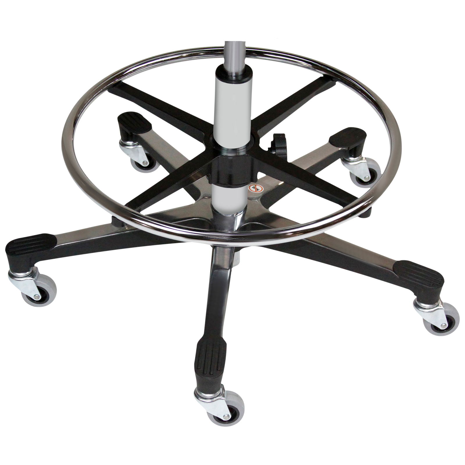 Blickman 1212 Deluxe Pneumatic Exam Stool with Backrest & Foot Ring, Aluminum Base | QuinceMedical.com