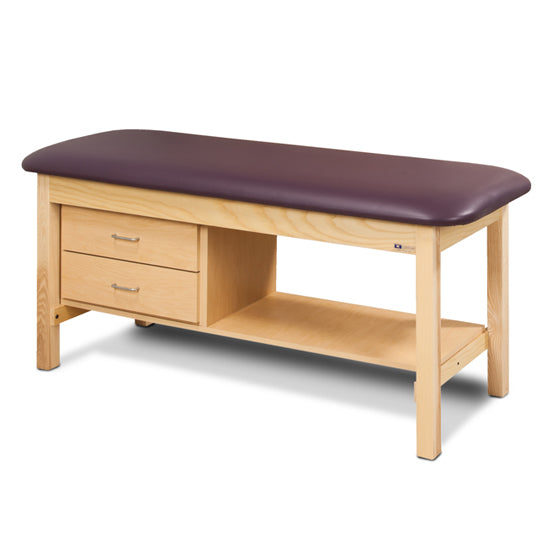 Clinton 1300 Flat Top Classic Series Treatment Table with Shelf and Two Drawers | QuinceMedical.com