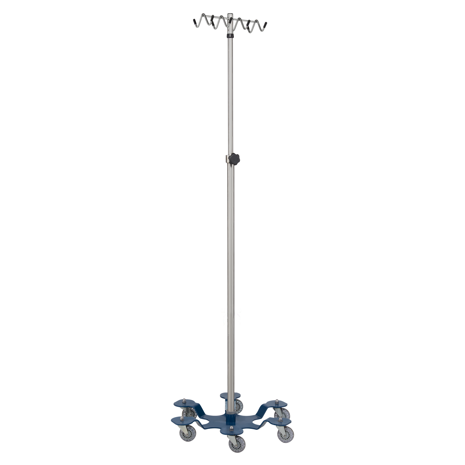Blickman 1370SS-RH 6-Leg Stainless Steel IV Stand, Powder-Coated Base, 8-Hook Rake | QuinceMedical.com