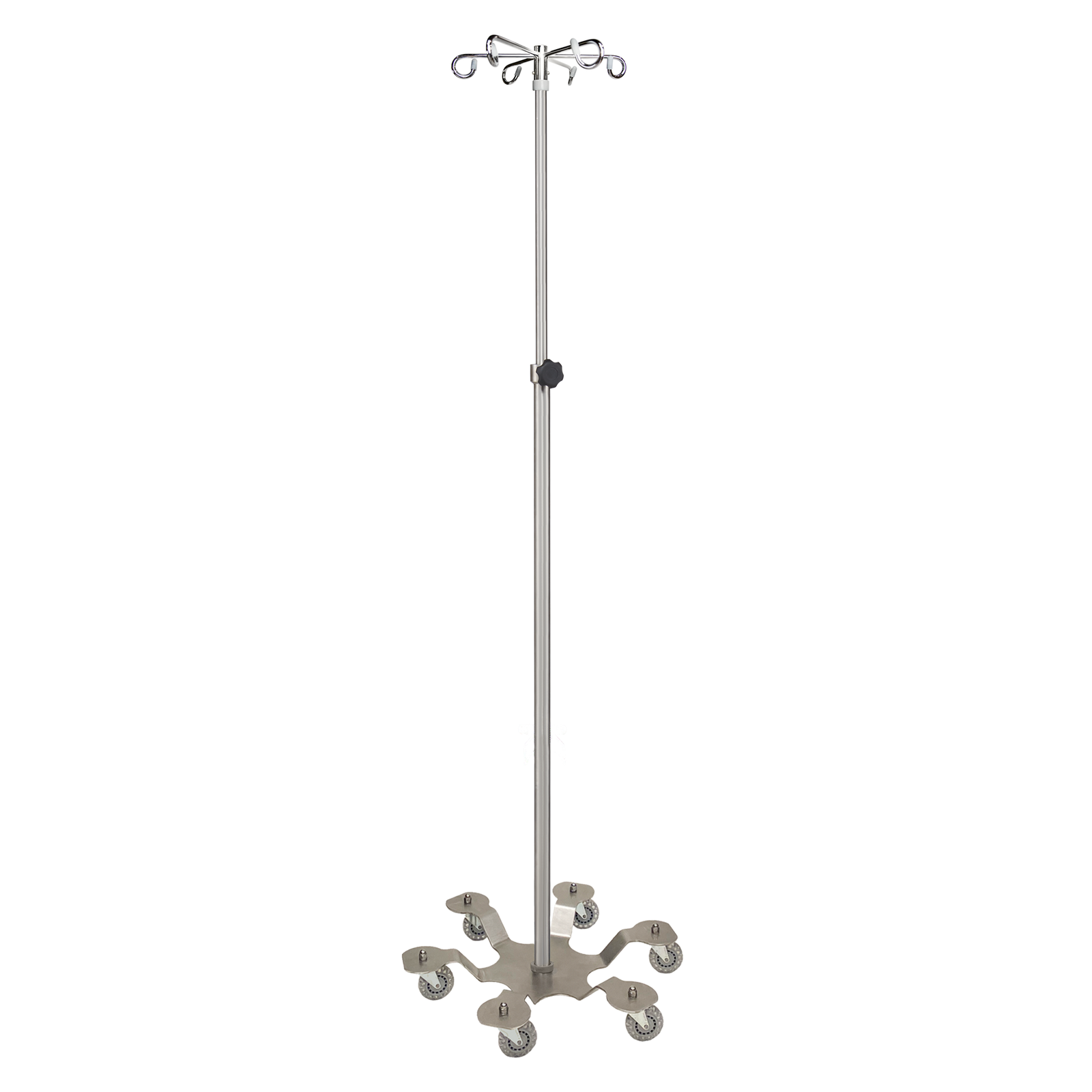 Blickman 1371SS-6 6-Leg Stainless Steel IV Stand, Stainless Base, 6 Hooks | QuinceMedical.com