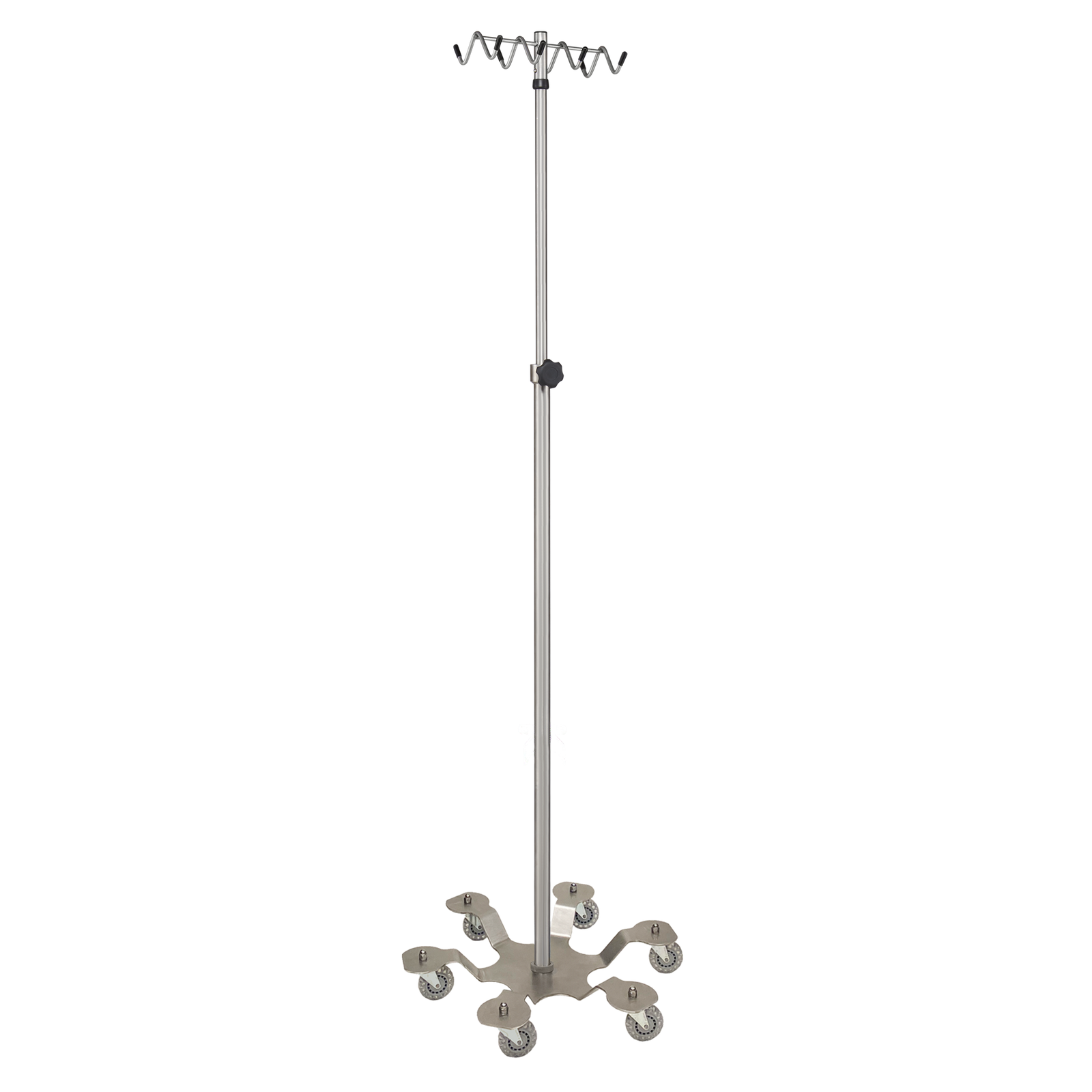 Blickman 1371SS-RH 6-Leg Stainless Steel IV Stand, Stainless Base, 8-Hook Rake | QuinceMedical.com