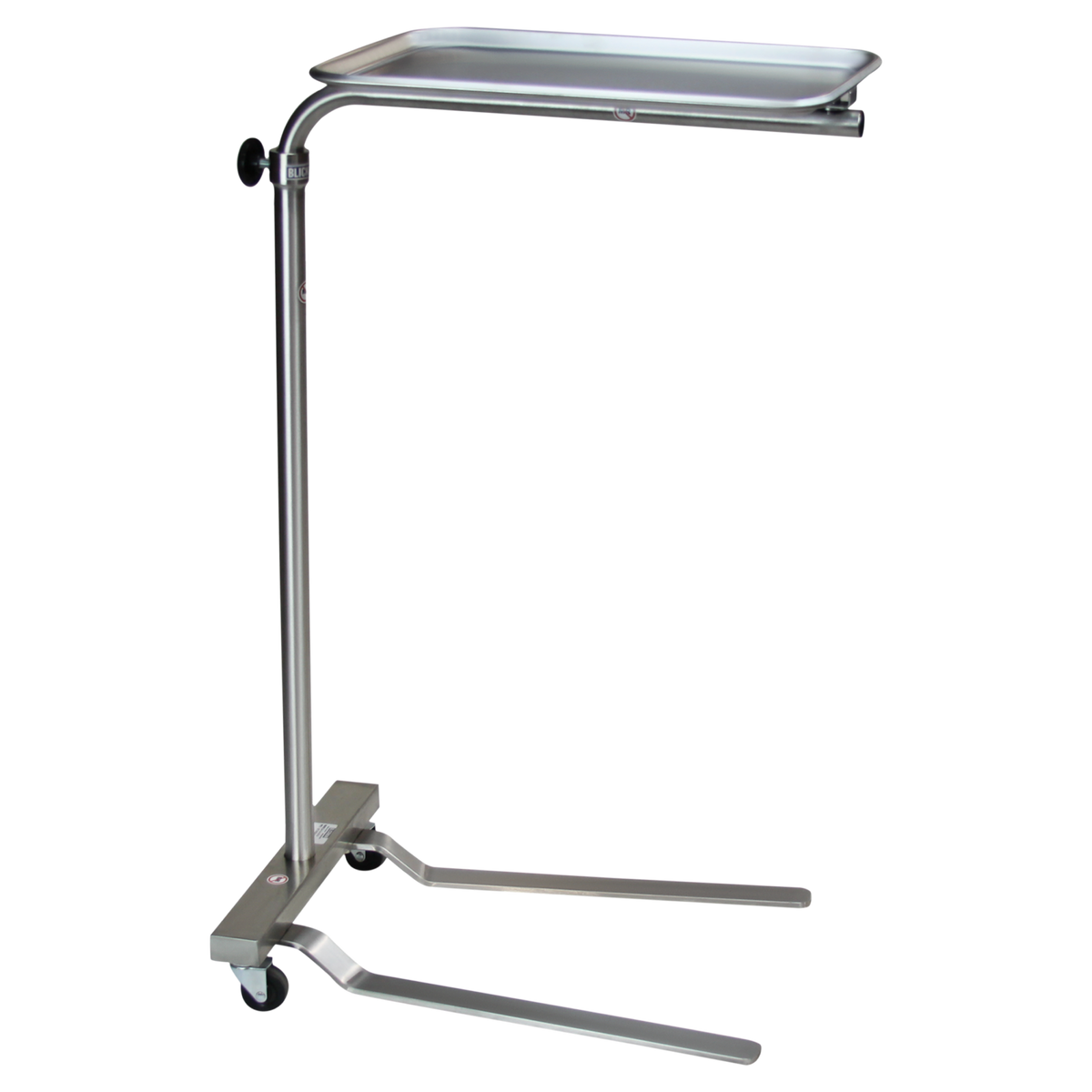 Blickman 1520SS Newark Lightweight Stainless Steel Mayo Stand, 12-5/8" x 19-1/8" Tray | QuinceMedical.com