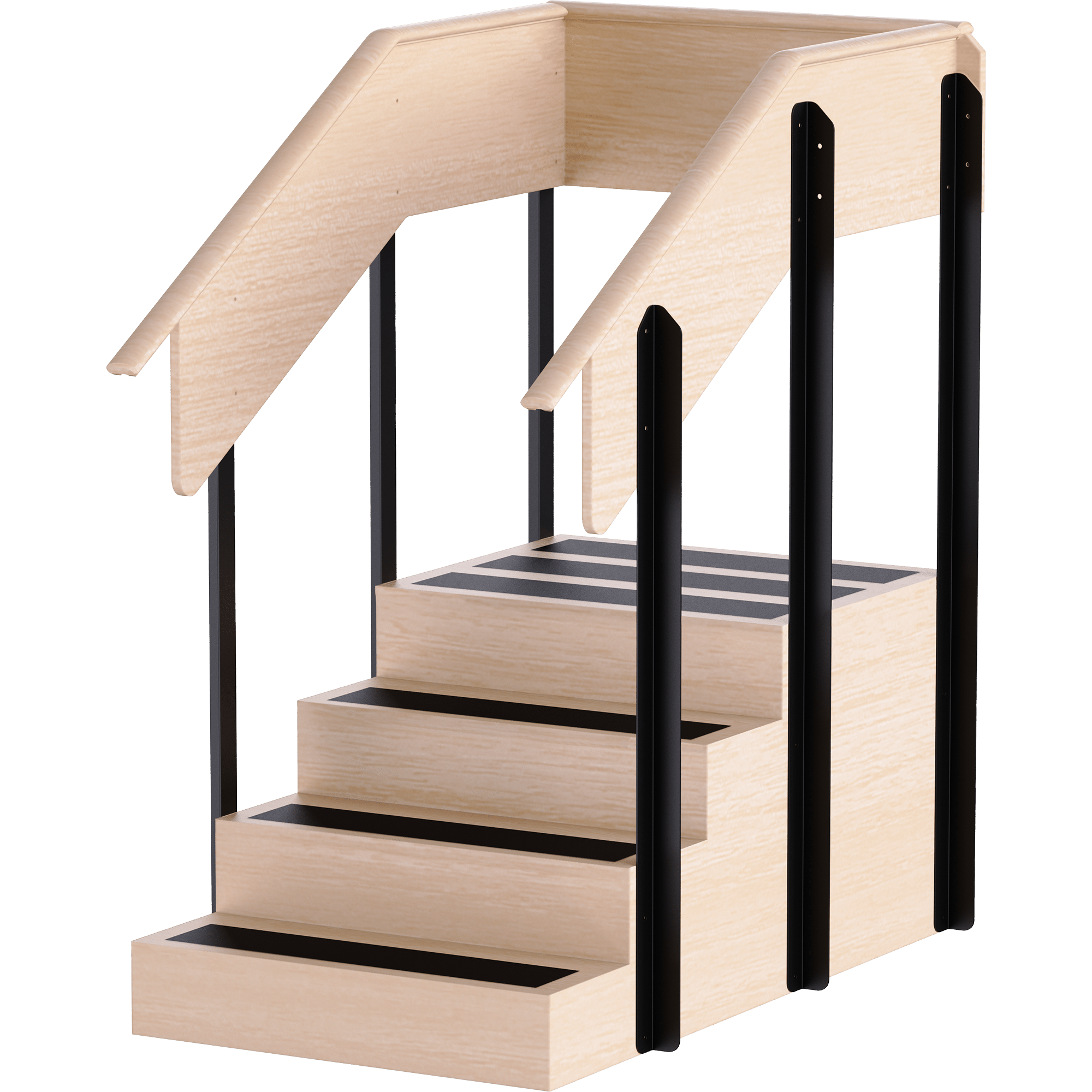 Hausmann Timber 4-Step Straight Staircase with Platform | QuinceMedical.com