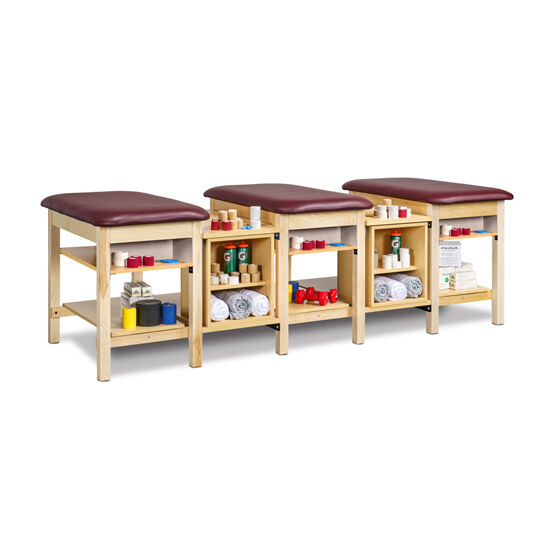 Clinton 1702-3, 1702-4 & 1702-5 Multi-Station, Classic Taping Station with Upper and Lower Shelves and Tiered Shelf Boxes