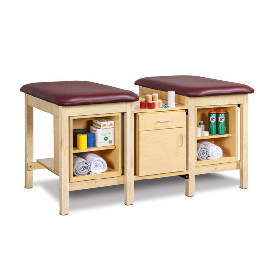 Clinton 1704-2 2-Station, Classic Taping Station with Tiered Shelf Boxes and Door & Drawer Storage