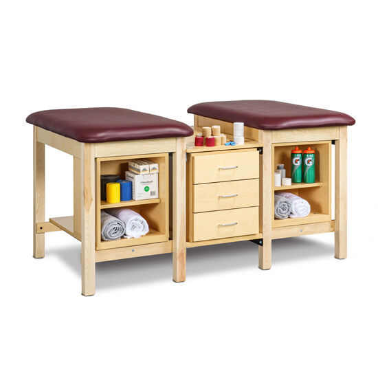 Clinton 1705-2 2-Station, Classic Taping Station with Tiered Shelf Boxes and Drawer Storage