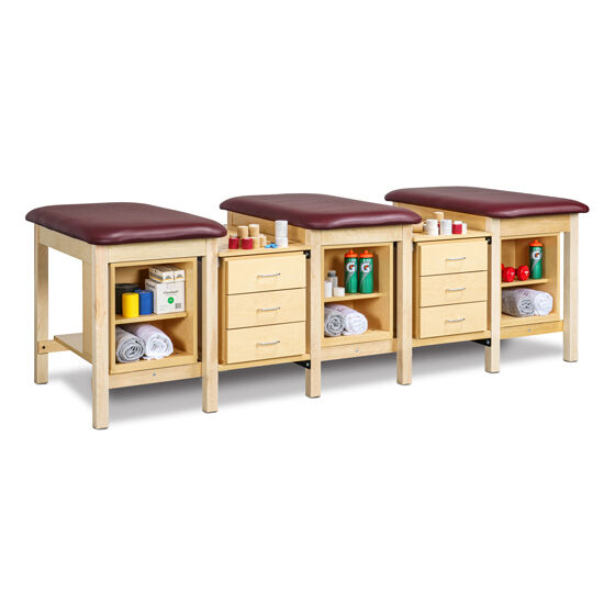 Clinton 1705-3, 705-4 & 1705-5 Multi-Station, Classic Taping Station with Tiered Shelf Boxes and Drawer storage