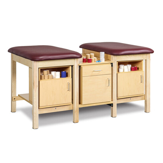 Clinton 1706-2 2-Station, Classic Taping Stations with Open Shelf plus Doors and Drawer Storage