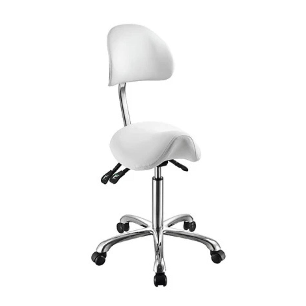 SilverFox Rolling Saddle Stool with Backrest