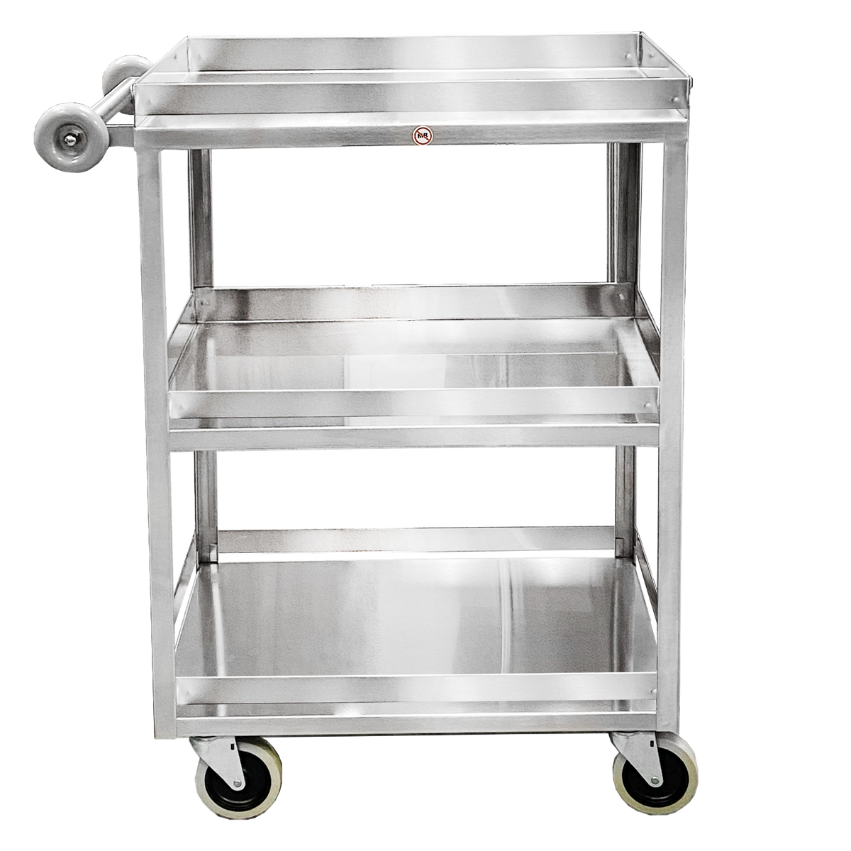 Blickman 7534SS-GR4 Light Duty Stainless Steel Utility Cart, 3 Shelves with 6 Guardrails | QuinceMedical.com
