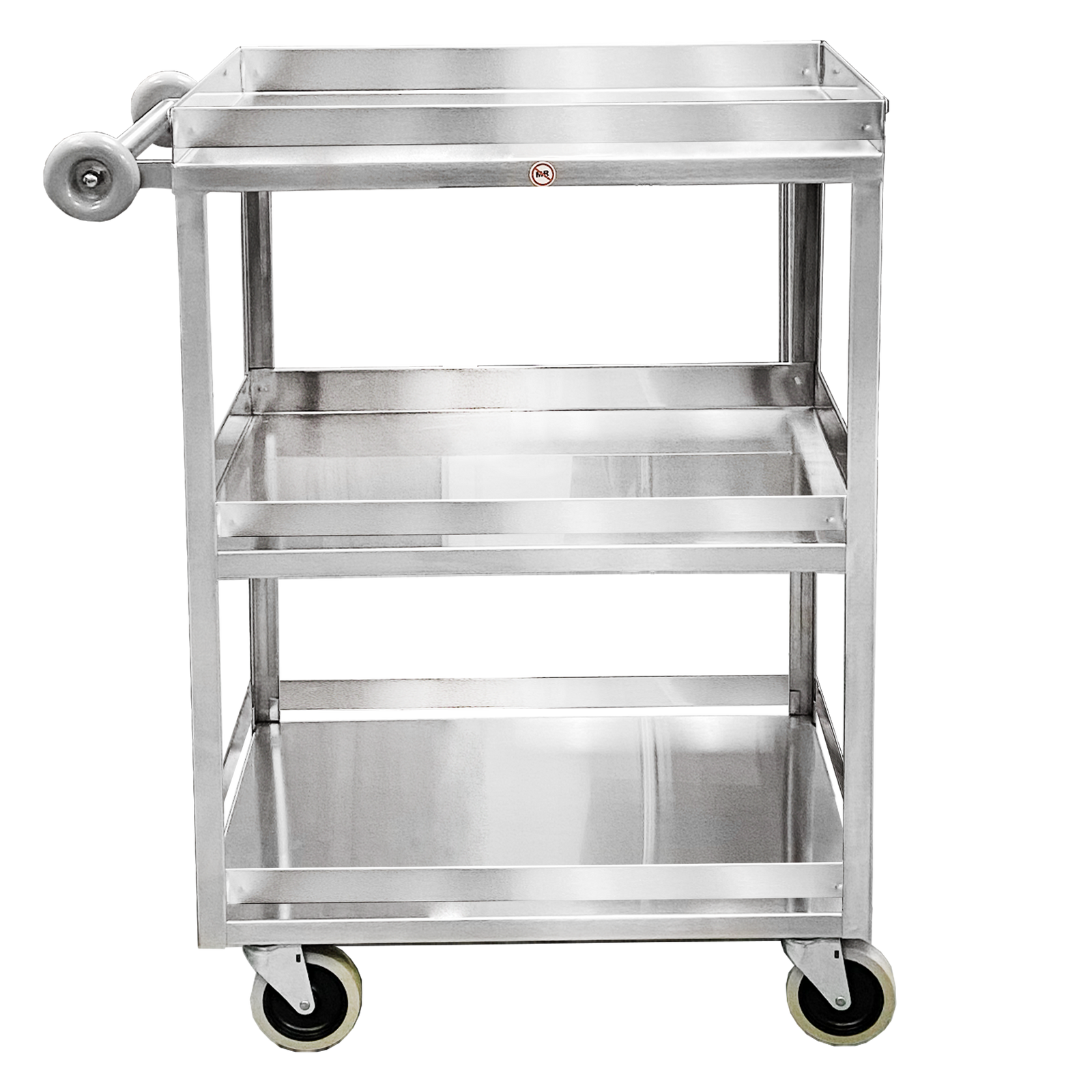 Blickman 7534SS-GR4 Light Duty Stainless Steel Utility Cart, 3 Shelves with 6 Guardrails | QuinceMedical.com