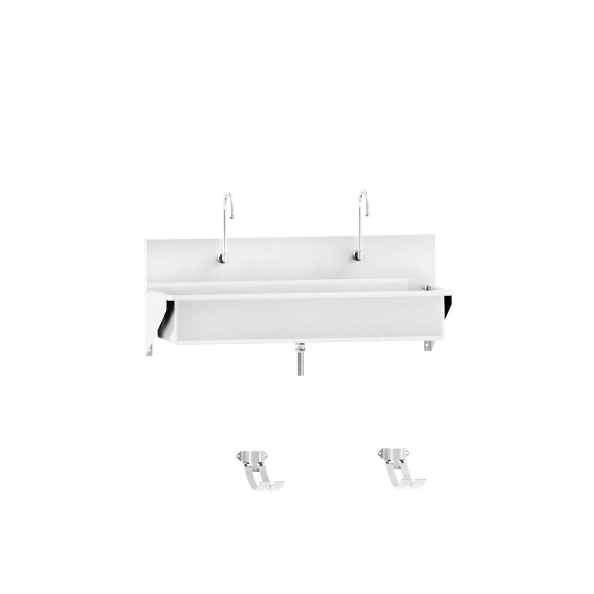 Blickman 7879SS-FO Windsor 2-Station Wall-Mounted Surgical Scrub Sink, Foot Action Control | QuinceMedical.com