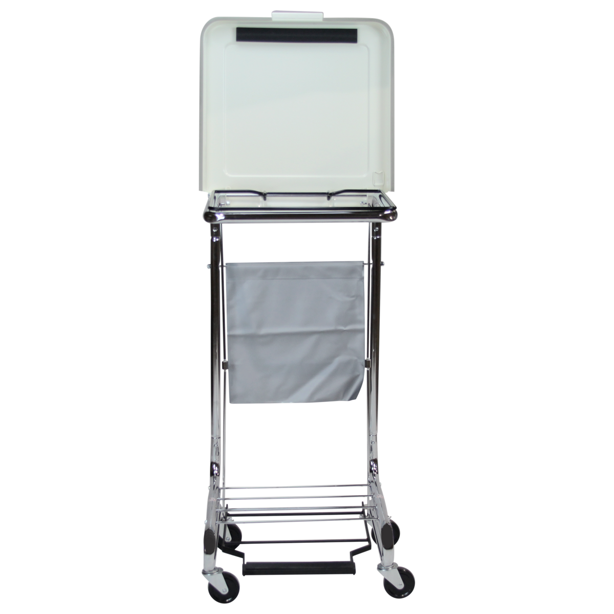 Blickman 2010 Secure Care Chrome Linen Hamper with Foot-Pedal Lid, 36-42 Gallon Bags | QuinceMedical.com