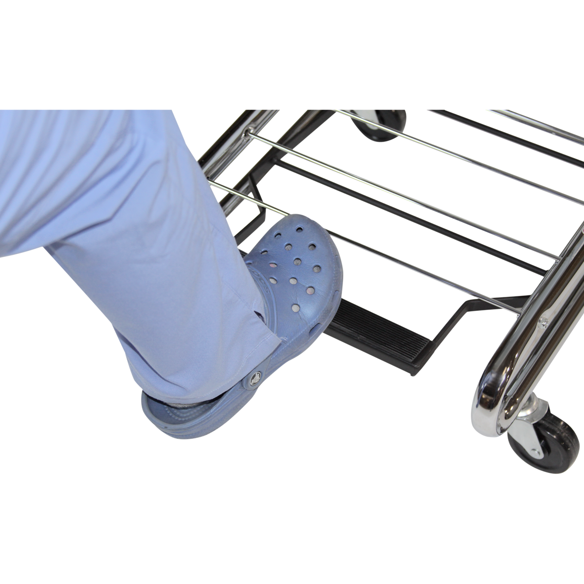 Blickman 2010 Secure Care Chrome Linen Hamper with Foot-Pedal Lid, 36-42 Gallon Bags | QuinceMedical.com