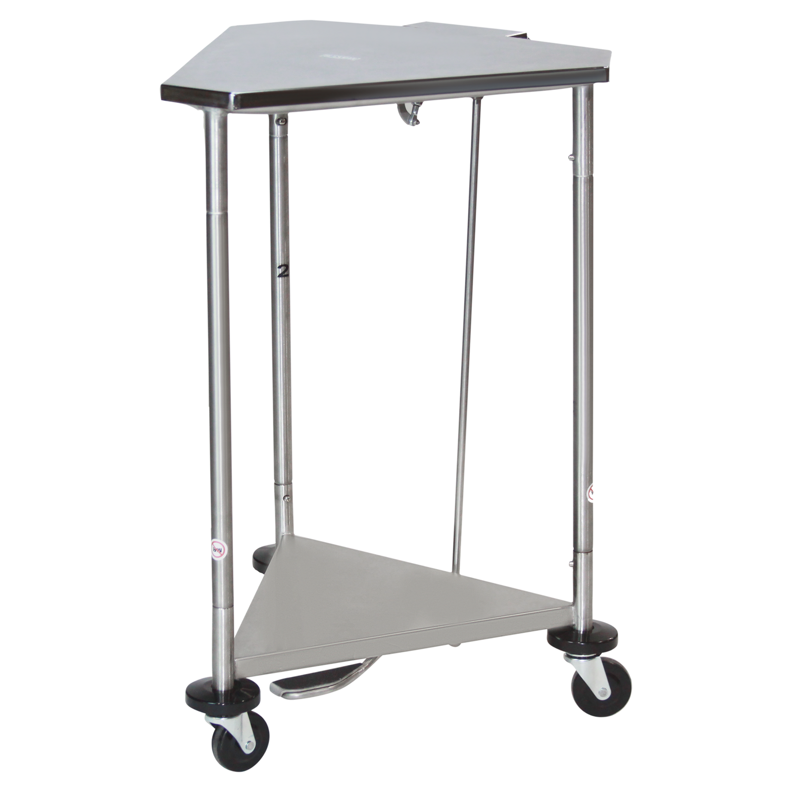 Blickman 2301SS Space Saver Triangular Stainless Steel Linen Hamper with Foot-Pedal Lid | QuinceMedical.com