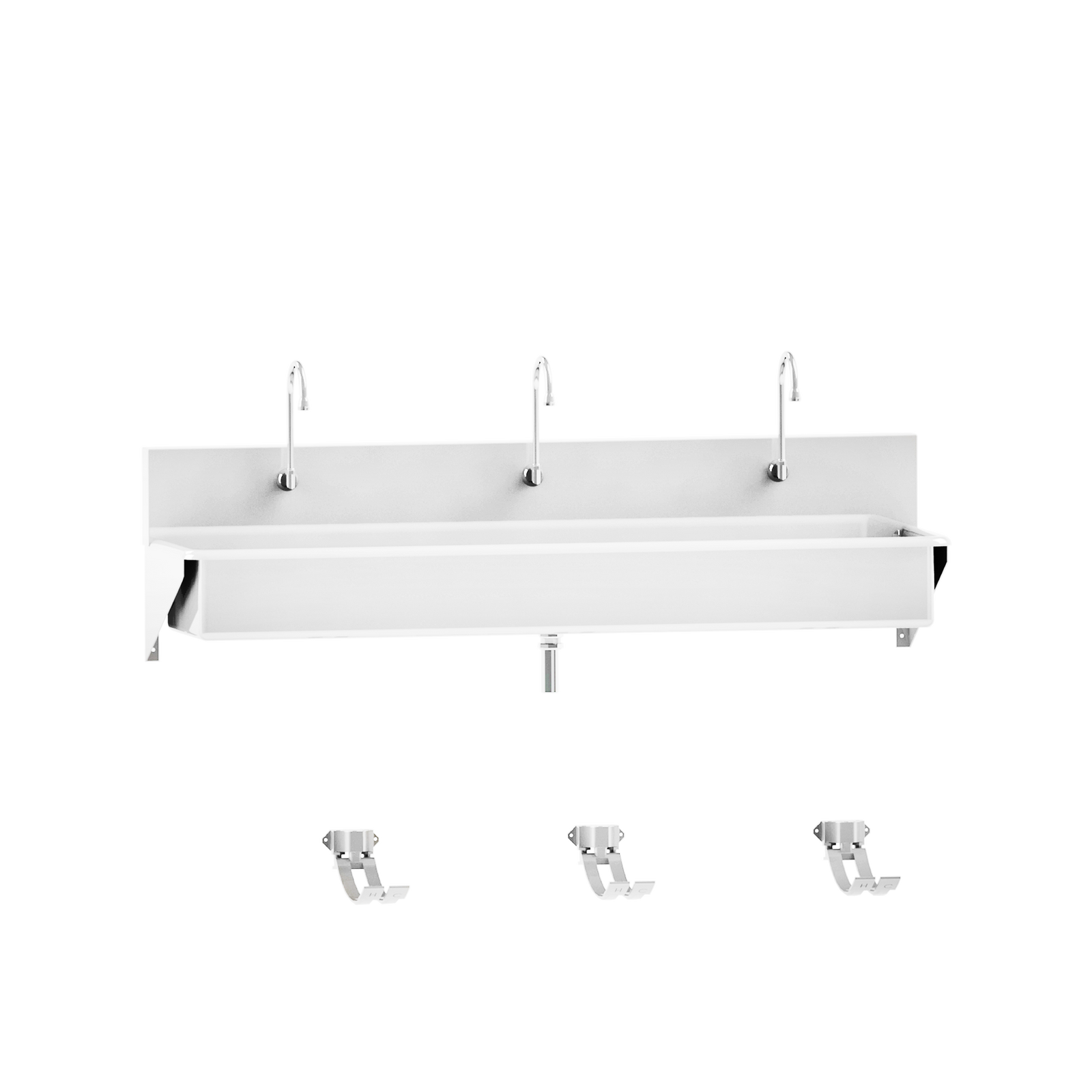 Blickman 7880SS-FO Windsor 3-Station Wall-Mounted Surgical Scrub Sink, Foot Action Control | QuinceMedical.com