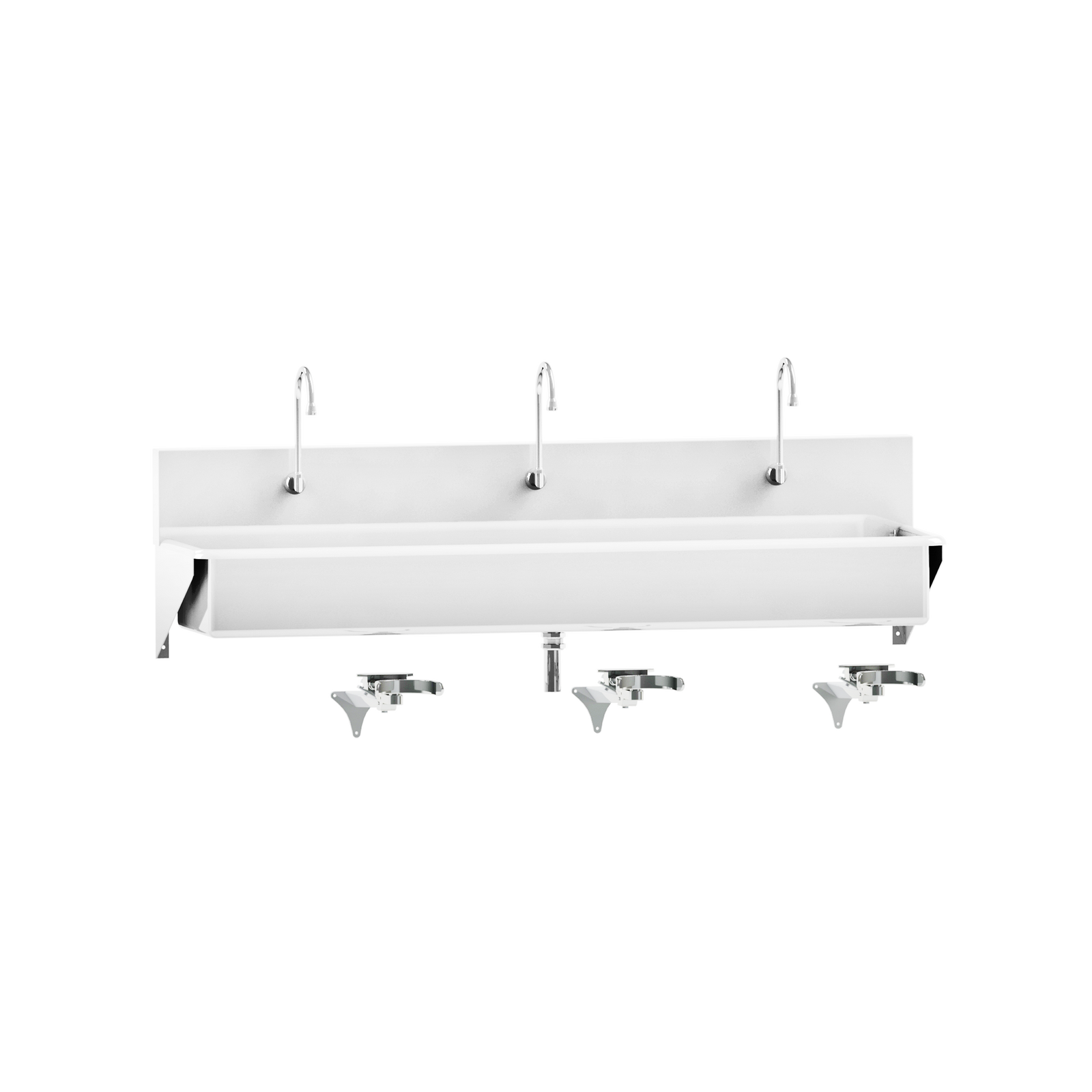 Blickman 7880SS-KA Windsor 3-Station Wall-Mounted Surgical Scrub Sink, Knee Action Control | QuinceMedical.com