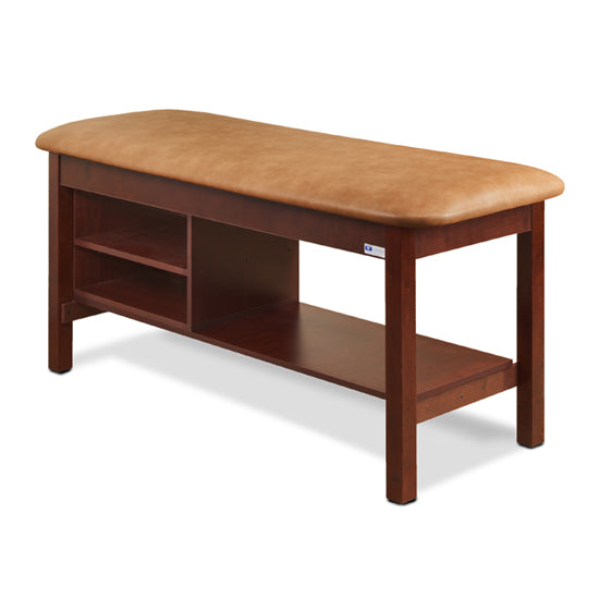 Clinton 300 Flat Top Classic Series Straight Line Treatment Table with Shelving | QuinceMedical.com