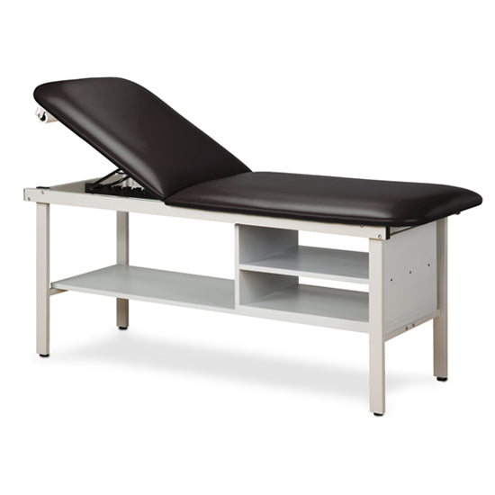 Clinton 3030-E Alpha Express Treatment Table with Shelving — Black upholstery