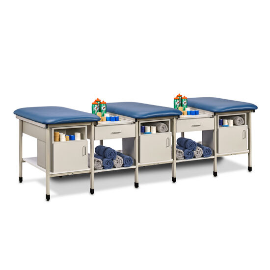 Clinton 31706-3, 31706-4 & 31706-5 Multi-Station, Ironside Taping Table with Shelves, Drawers and Door and Open Shelf Modules