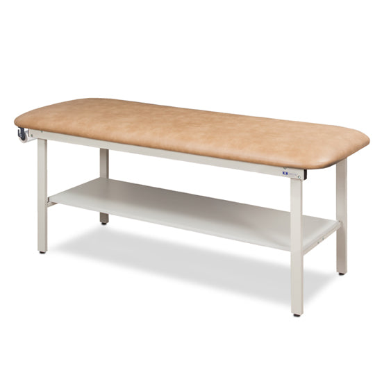 Clinton 3200 Flat Top Alpha-S Series Straight Line Treatment Table with Full Shelf | QuinceMedical.com
