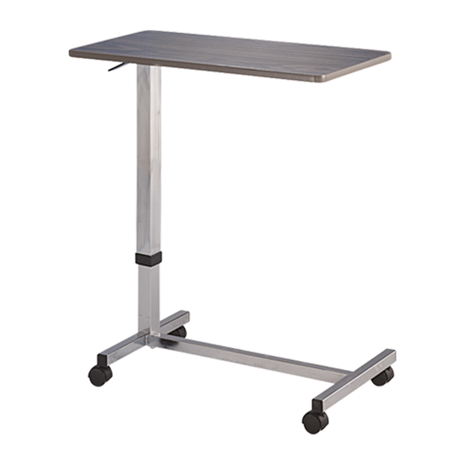 Blickman 3400 Height-Adjustable Overbed Table with Walnut Laminate Top, 30"W x 15-1/2"D | QuinceMedical.com