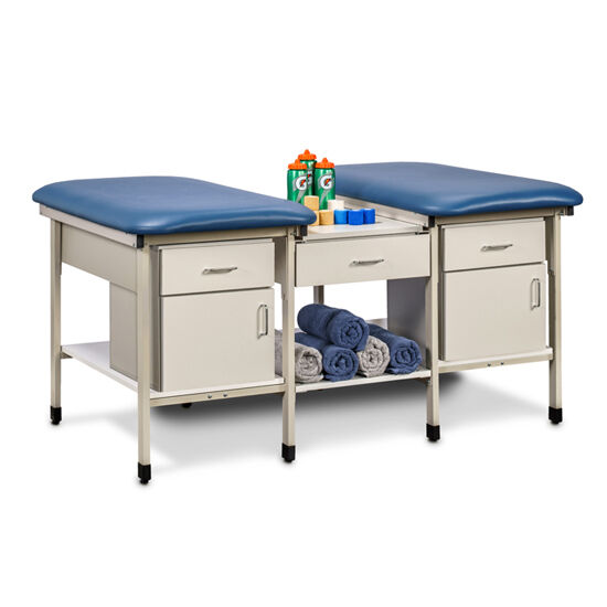 Clinton 31707-2 2-Station, Ironside Taping Table with Shelves, Drawer and Door and Drawer Storage Modules