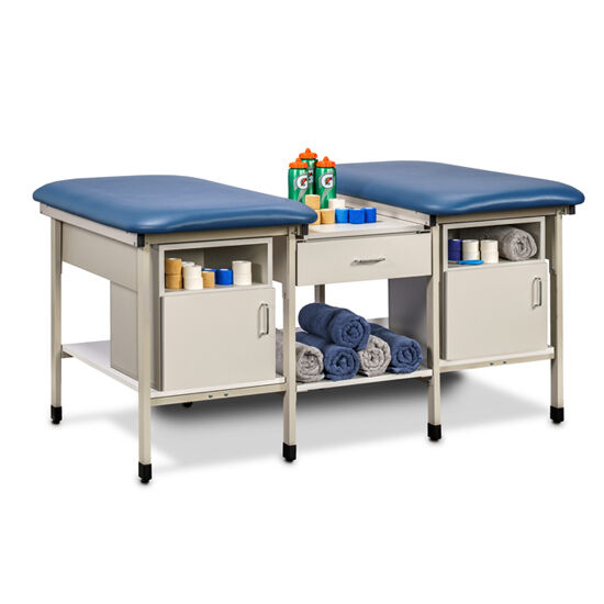 Clinton 31706-2 2-Station, Ironside Taping Table with Shelves, Drawer and Door and Open Shelf Modules