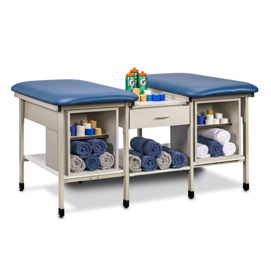 Clinton 31703-2 2-Station, Ironside Taping Table with Shelves, Drawer and Open Shelf Modules