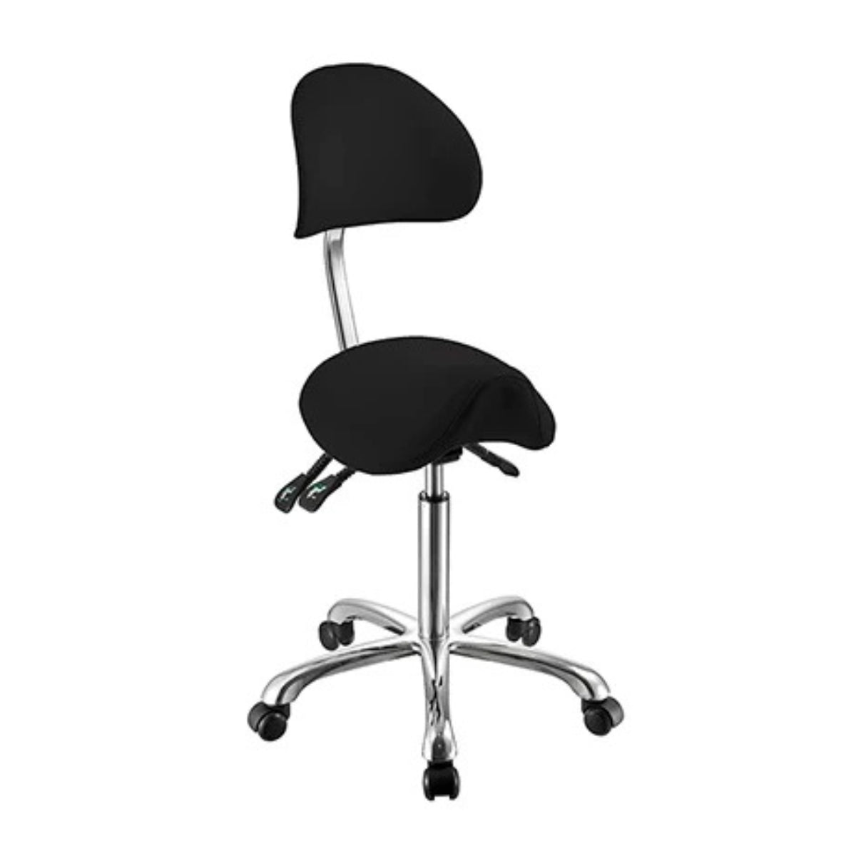 SilverFox Rolling Saddle Stool with Backrest