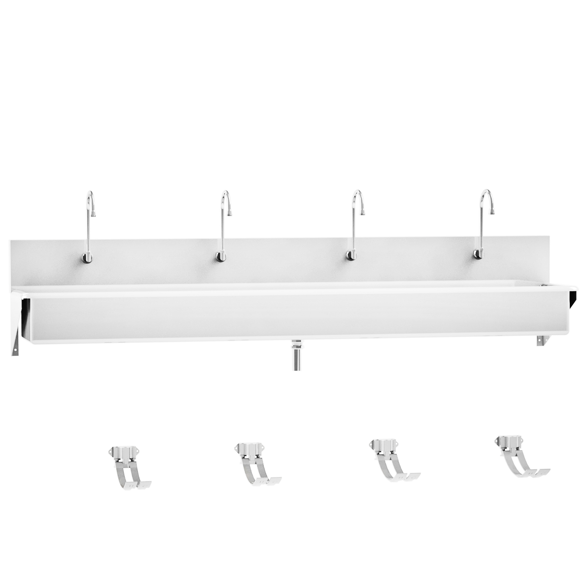 Blickman 7881SS-FO Windsor 4-Station Wall-Mounted Surgical Scrub Sink, Foot Action Control | QuinceMedical.com
