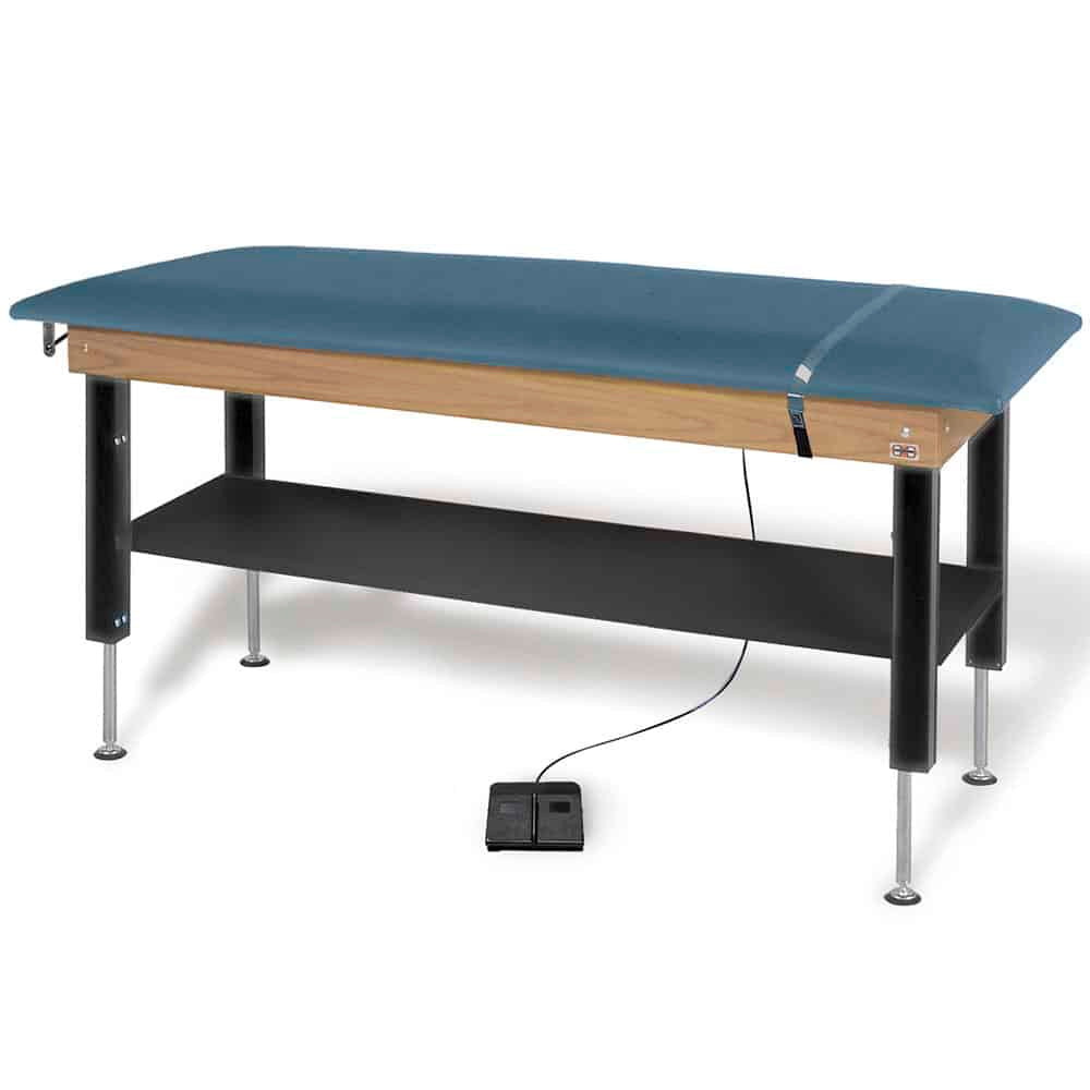 Hausmann 30″x78″ Bariatric Electric Hi-Lo Treatment Table with Storage Shelf | QuinceMedical.com
