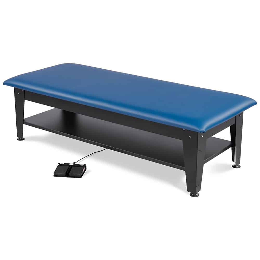 Hausmann 30″x72″ Bariatric Electric Hi-Lo Treatment Table with Storage Shelf ADA | QuinceMedical.com
