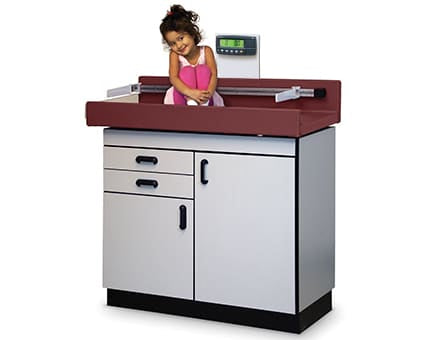 Hausmann 24″x43″ Econo-Line™ Pediatric Digital Scale with Hooded Handle, Storage Cabinets and Drawers | QuinceMedical.com