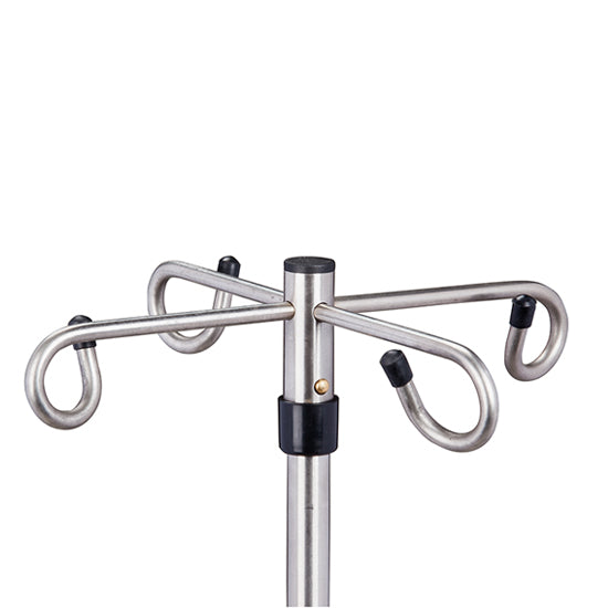 Clinton IVS-7334 Stainless Steel, Six-Leg, 4-Hook IV Pole | QuinceMedical.com