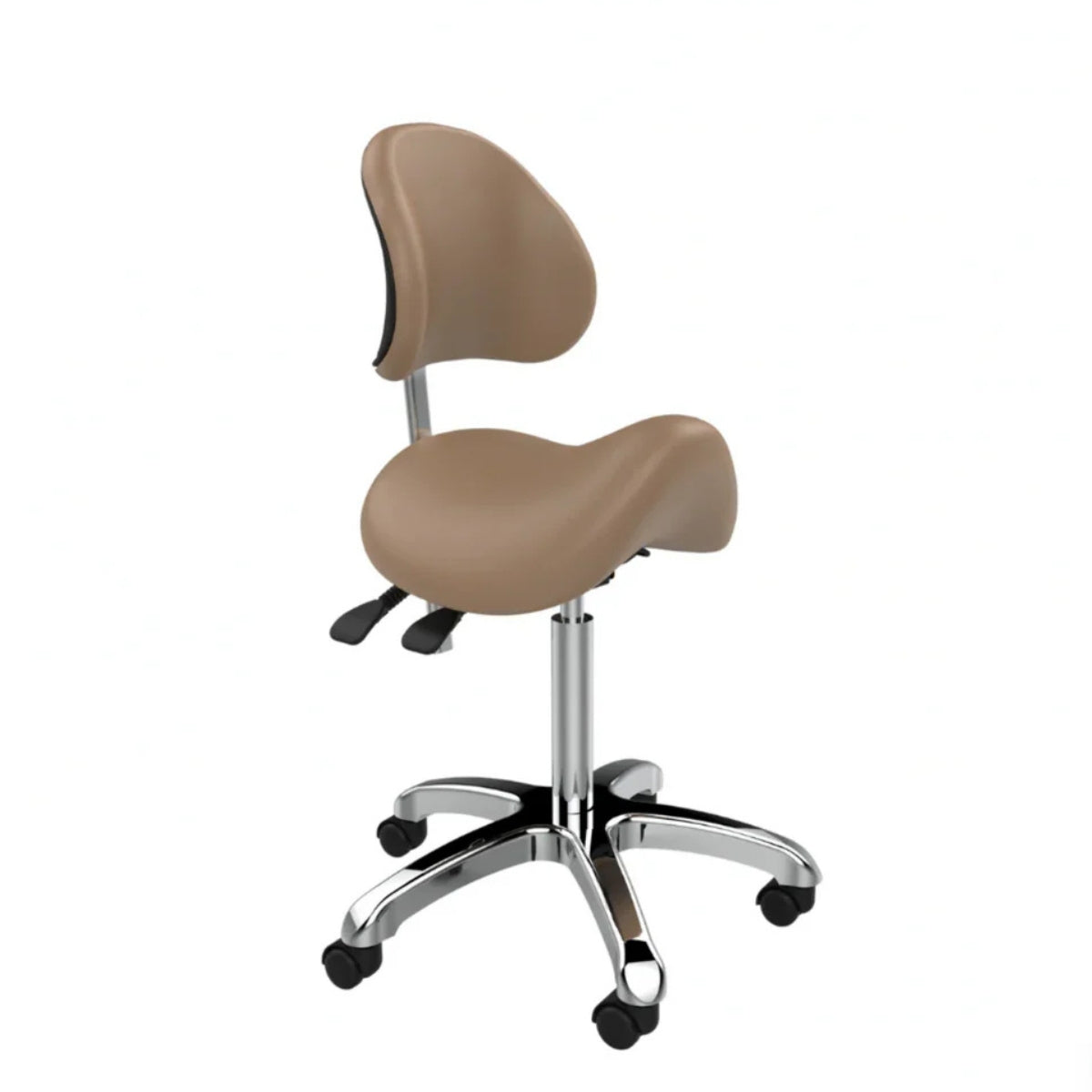 SilverFox Rolling Saddle Stool with Backrest