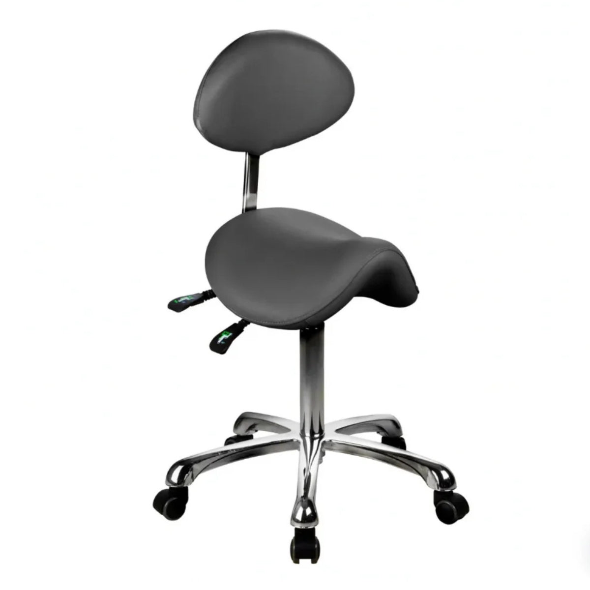 SilverFox Rolling Saddle Stool with Backrest