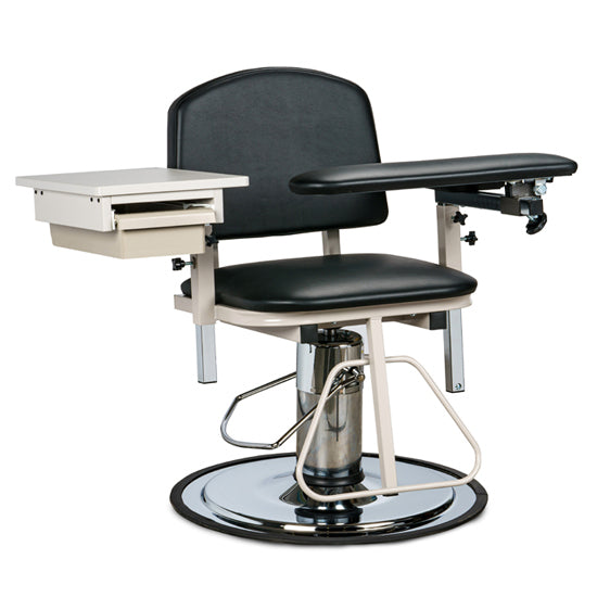 Clinton 6320 H Series, Padded, Blood Drawing Chair with Padded Flip Arm and Drawer | QuinceMedical.com