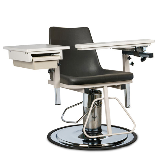Clinton 6340-P H Series, E-Z-Clean, Blood Drawing Chair with ClintonClean™ Flip Arm and Drawer | QuinceMedical.com