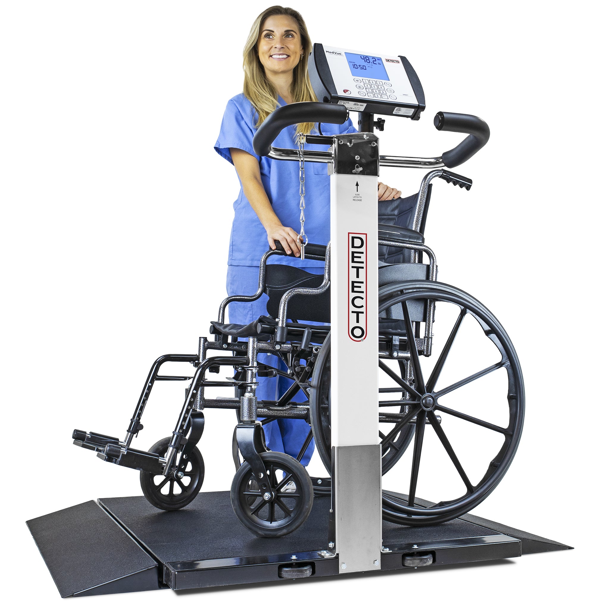 Wheelchair Scale, Portable, Digital, Folding Column, 1000 lb x .2 lb, 32 in. x 36 in.