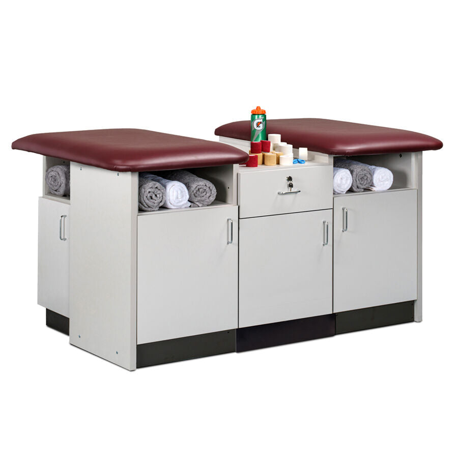 Clinton 7299-42 42" Cabinet-style, 2-Seat, Taping Station with Flat Tops