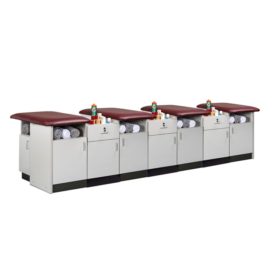 Clinton 7499-42 42" Cabinet-style, 4-Seat, Taping Station with Flat Tops