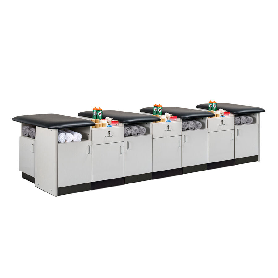 Clinton 7499-48 48" Cabinet-style, 4-Seat, Taping Station with Flat Tops