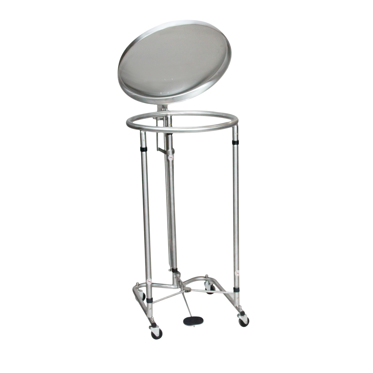 Blickman 7774SS-LF Stainless Steel Round Linen Hamper with Foot-Pedal Lid, 18" Diameter | QuinceMedical.com