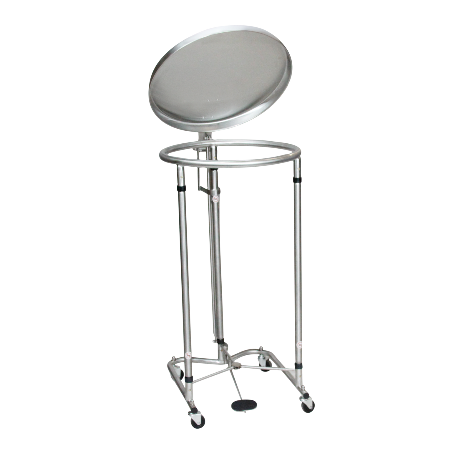 Blickman 7774SS-LF Stainless Steel Round Linen Hamper with Foot-Pedal Lid, 18" Diameter | QuinceMedical.com