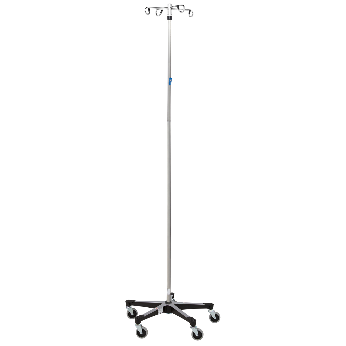 Blickman 7794SS-4 5-Leg Stainless Steel IV Stand, Thumb Control, 4 Hooks | QuinceMedical.com