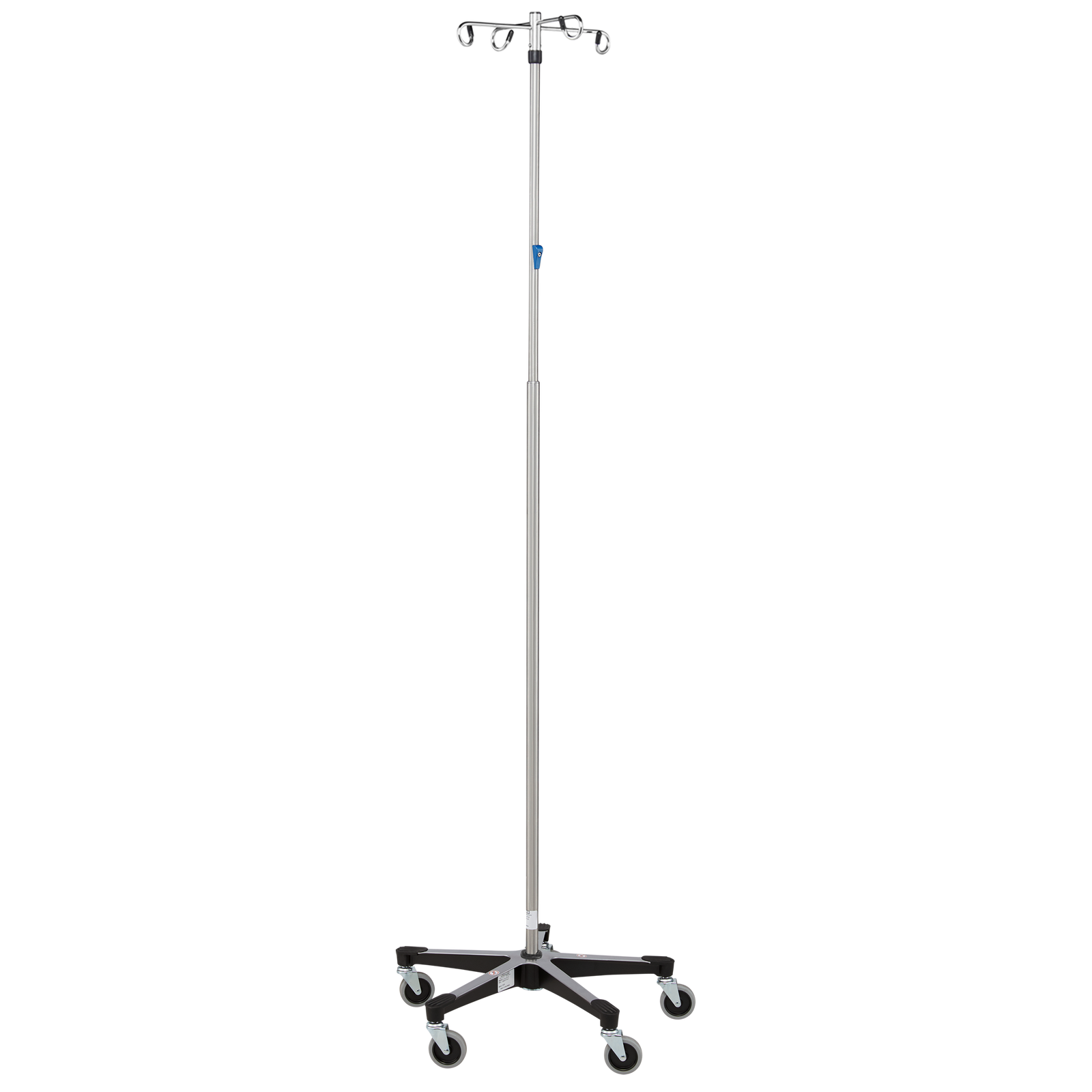 Blickman 7794SS-4 5-Leg Stainless Steel IV Stand, Thumb Control, 4 Hooks | QuinceMedical.com